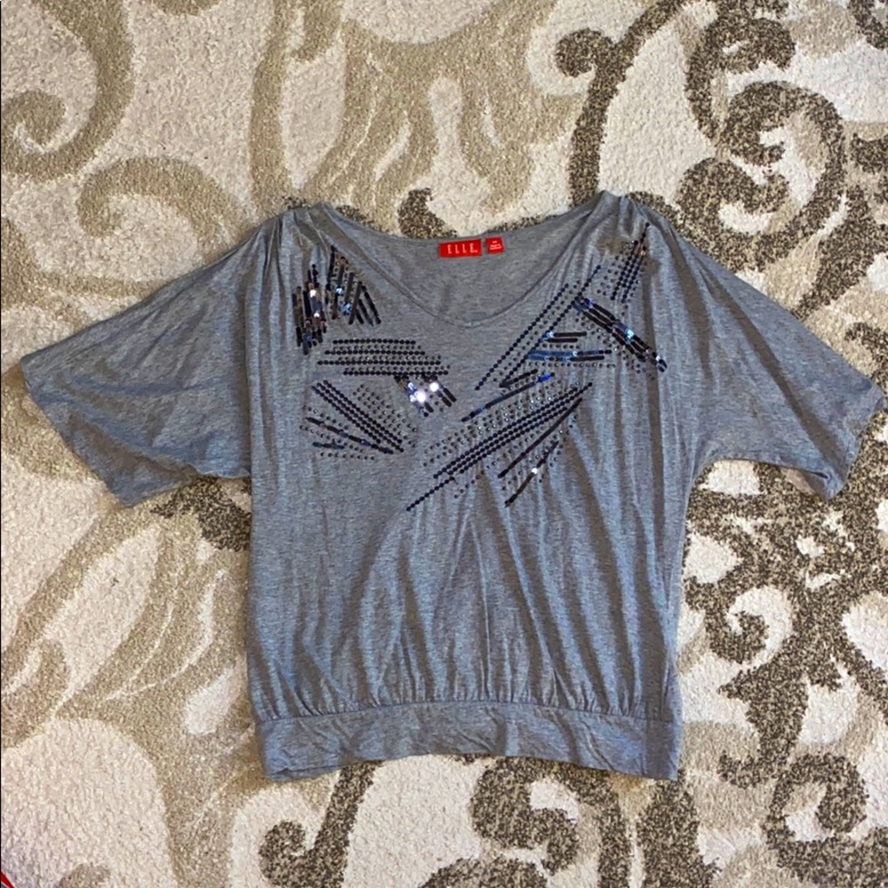 Elle Gray Sequin & Brad Top- Size XS